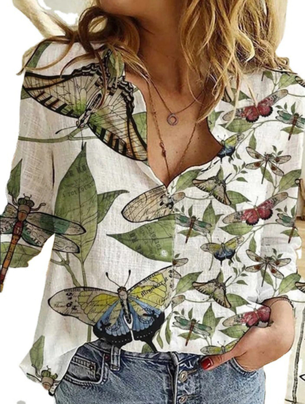 Fashion Map Print Long Sleeve Shirt for Women