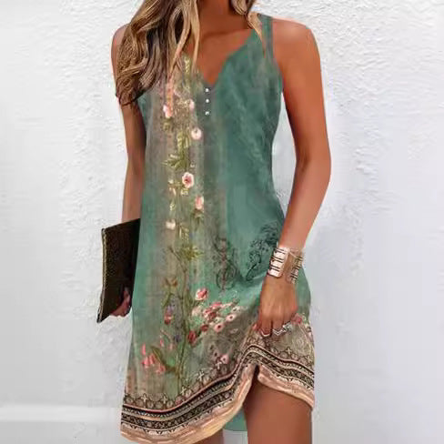 Floral Casual A-Line modergreen