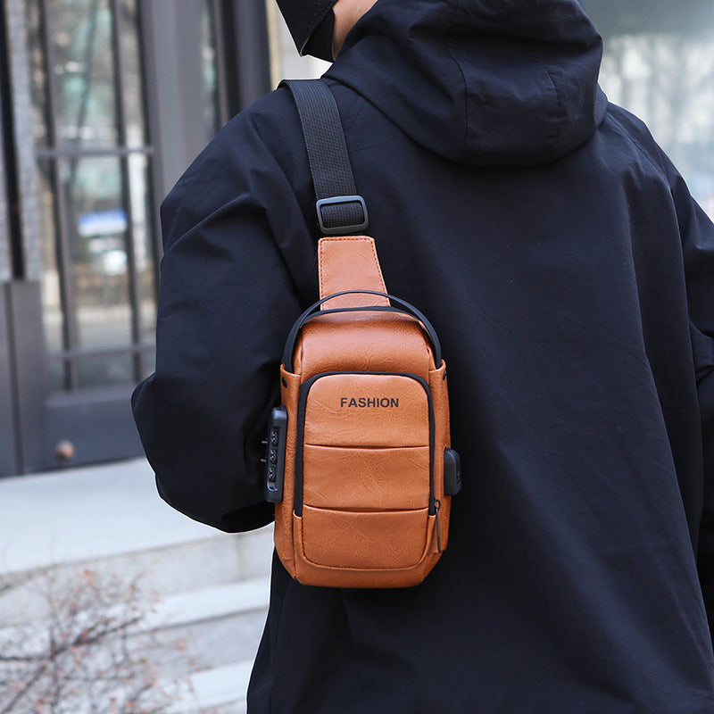 Chest bag men's backpack USB charging modergreen