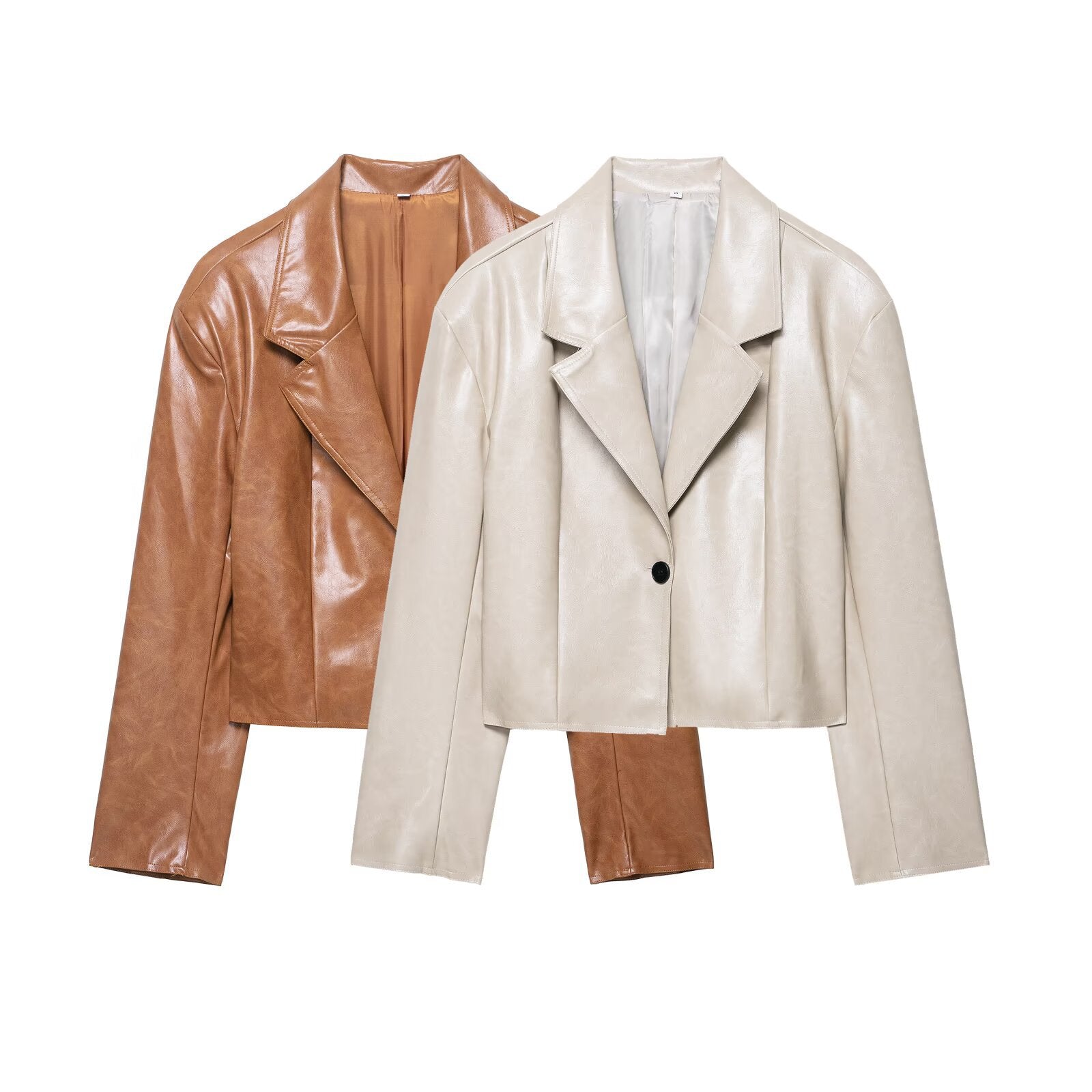 Collar loose PU leather short jacket leather jacket