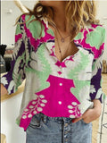 Fashion Map Print Long Sleeve Shirt for Women