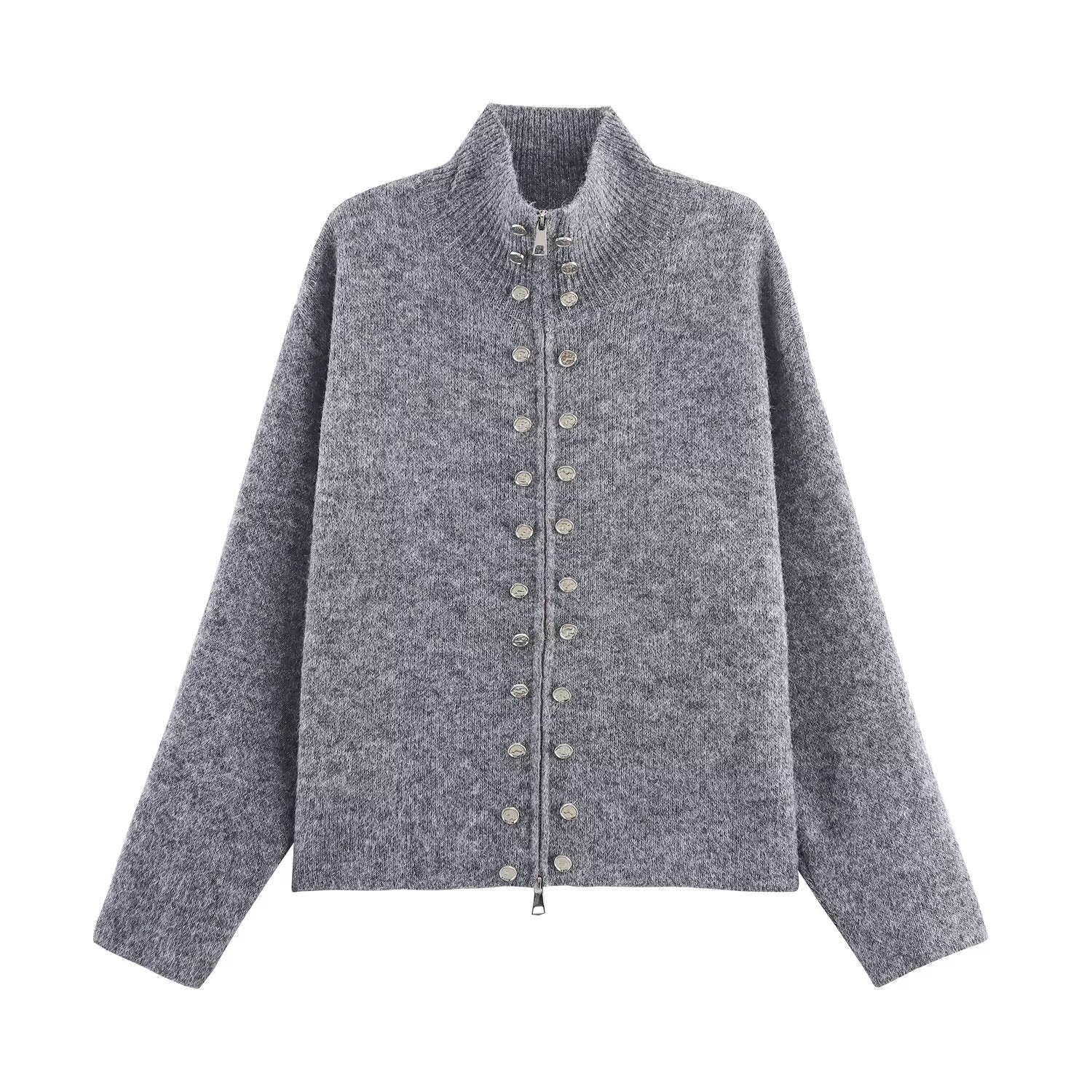 Multi zipper knitted cardigan