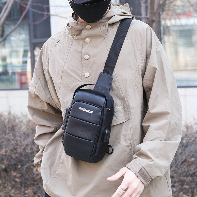 Chest bag men's backpack USB charging modergreen