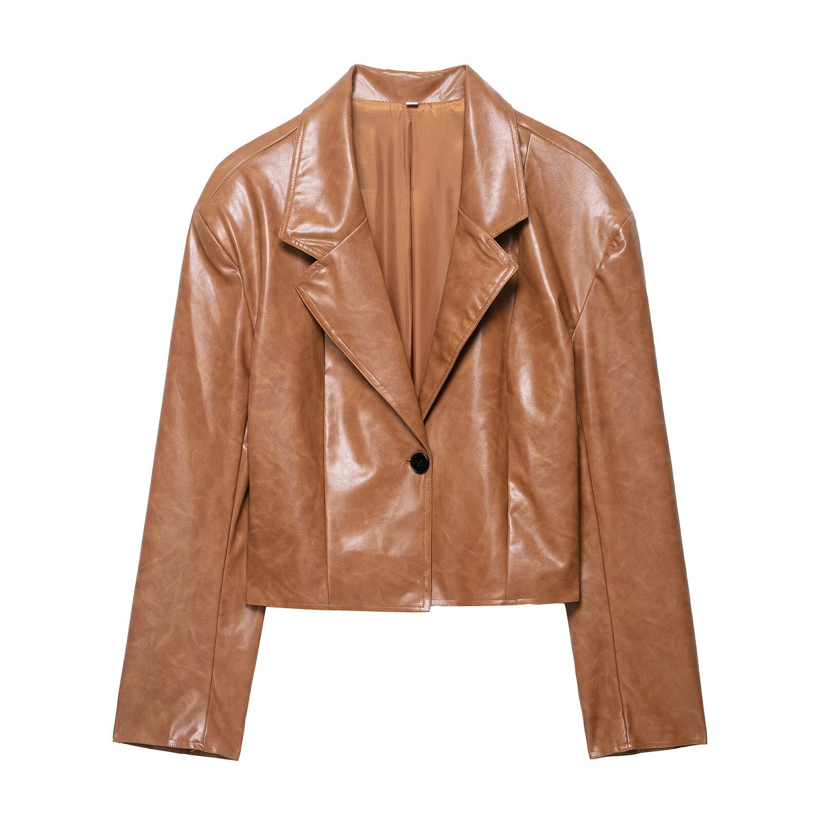 Collar loose PU leather short jacket leather jacket