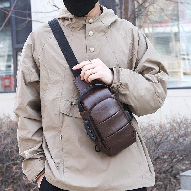 Chest bag men's backpack USB charging modergreen