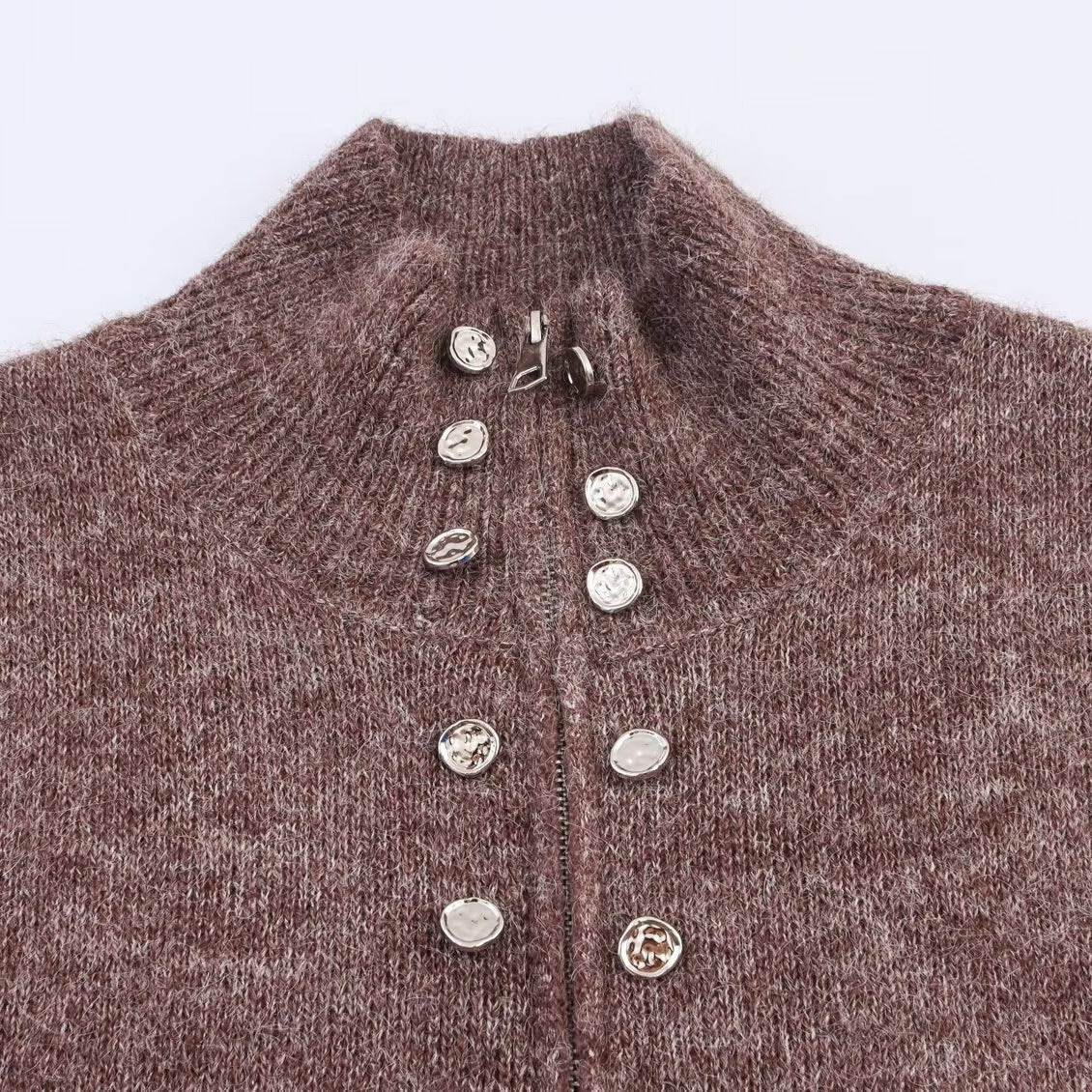 Multi zipper knitted cardigan