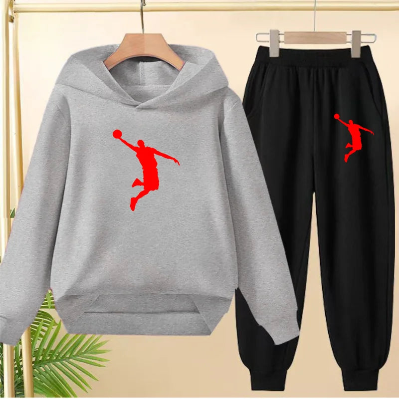 2025 Otoño/Invierno Conjunto estampado Jordan para niños La ropa deportiva es un conjunto de ropa deportiva unisex para niños