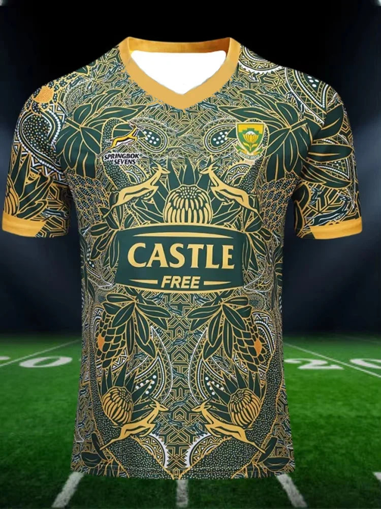 Camiseta de rugby para hombre, transpirable, de secado rápido, a la moda, Sudáfrica ara niños y adultos, deportes de verano