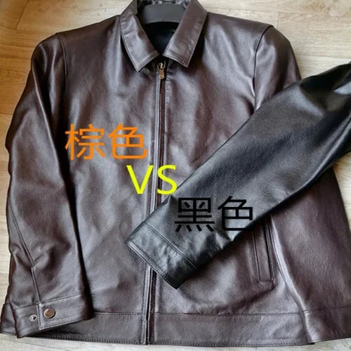 AYUNSUE Chaqueta De cuero genuino De otoño para hombre, chaquetas ajustadas De Cuero De vaca auténtico, abrigo corto De Cuero, abrigos informales, Chaqueta De Cuero SGG977