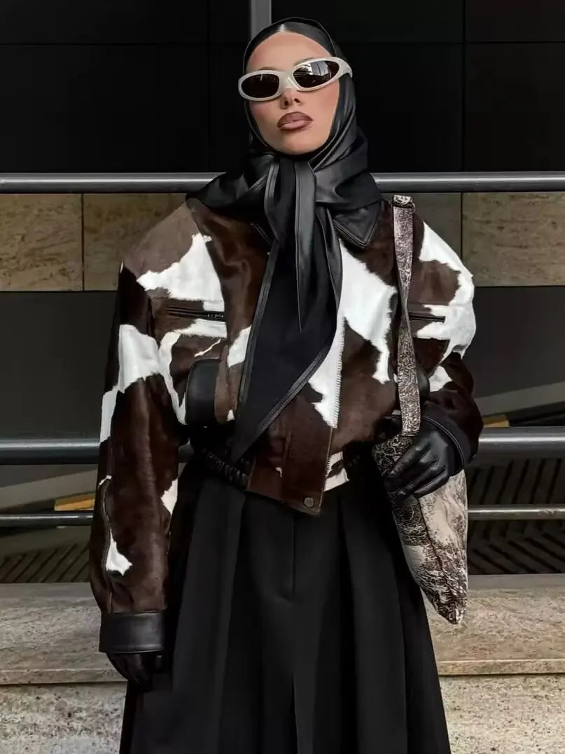 Chaqueta de cuero Pu Vintage marrón para mujer, abrigos femeninos design.. modergreen urban