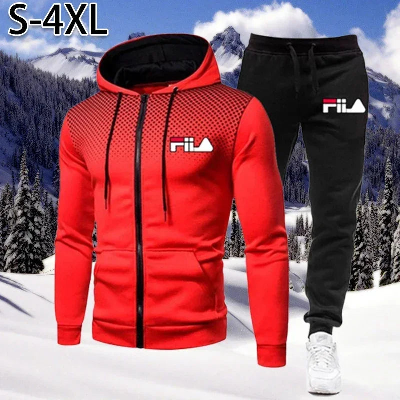 2025 Chaqueta polar calida de invierno para hombre con sudadera con capucha + Pantalones ropa deportiva informal chaqueta deport