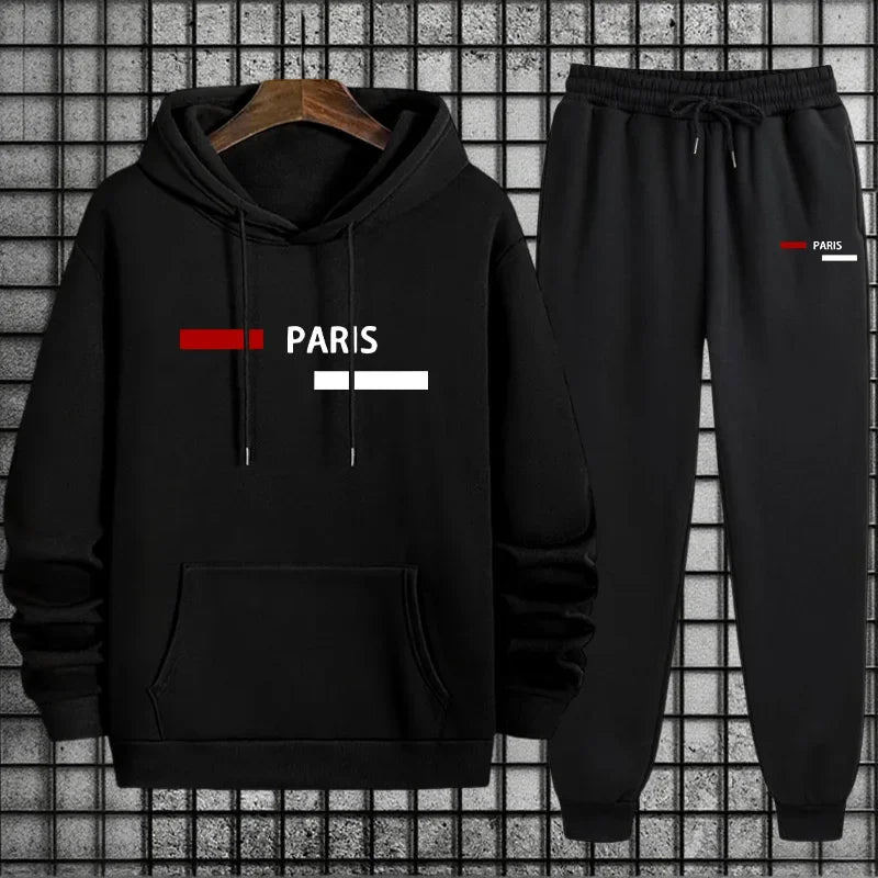 2026 Nuevo en chándal para hombre Sudadera con capucha y pantalones de chándal Moda urbana modergreen