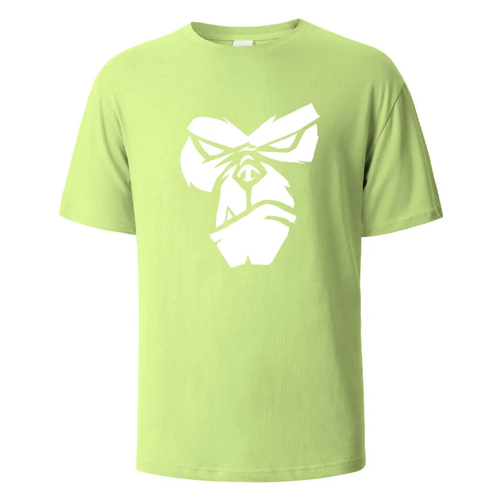 Camiseta con estampado divertido de cara de gorila, camisetas de verano para hombres y mujeres, 100% de algodón con cuello redondo, pantalón corto informal de gran tamaño, ropa de calle de manga, Top básico