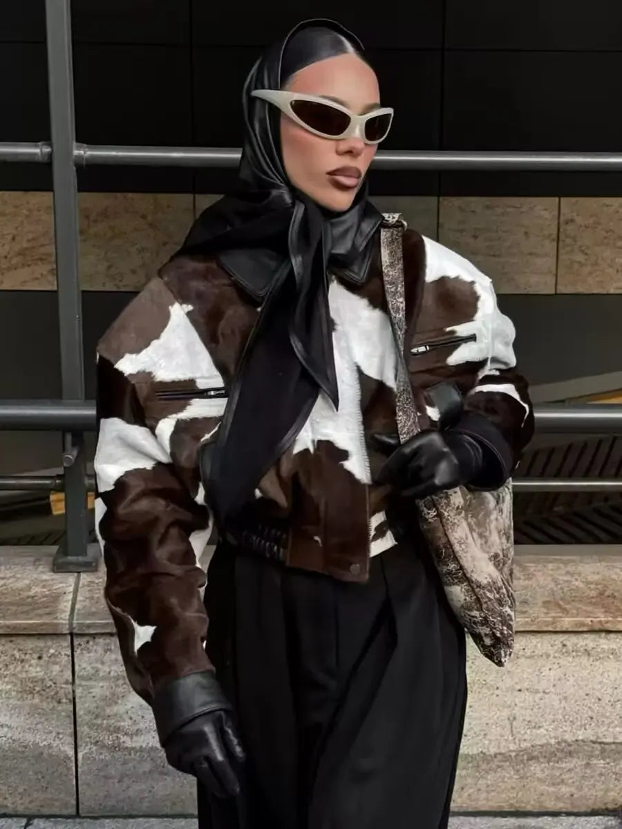 Chaqueta de cuero Pu Vintage marrón para mujer, abrigos femeninos design.. modergreen urban