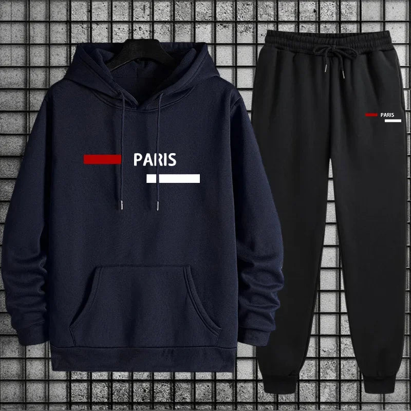 2026 Nuevo en chándal para hombre Sudadera con capucha y pantalones de chándal Moda urbana modergreen