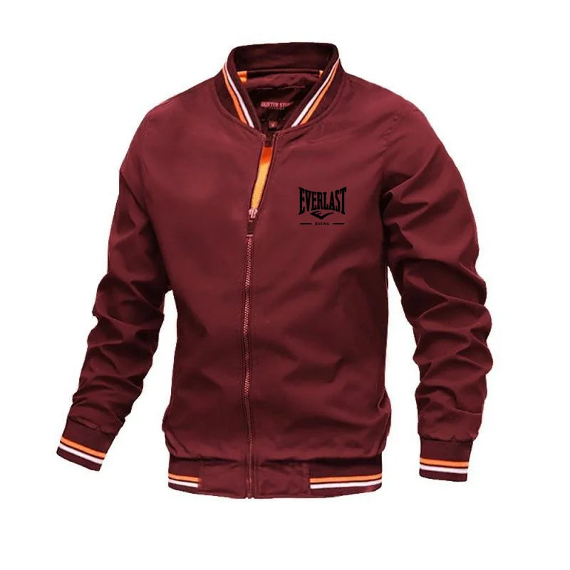 EVERLAST BOXING Chaqueta cortavientos a la moda de alta calidad para hombre, chaqueta informal con cuello levantado para deportes de montañismo