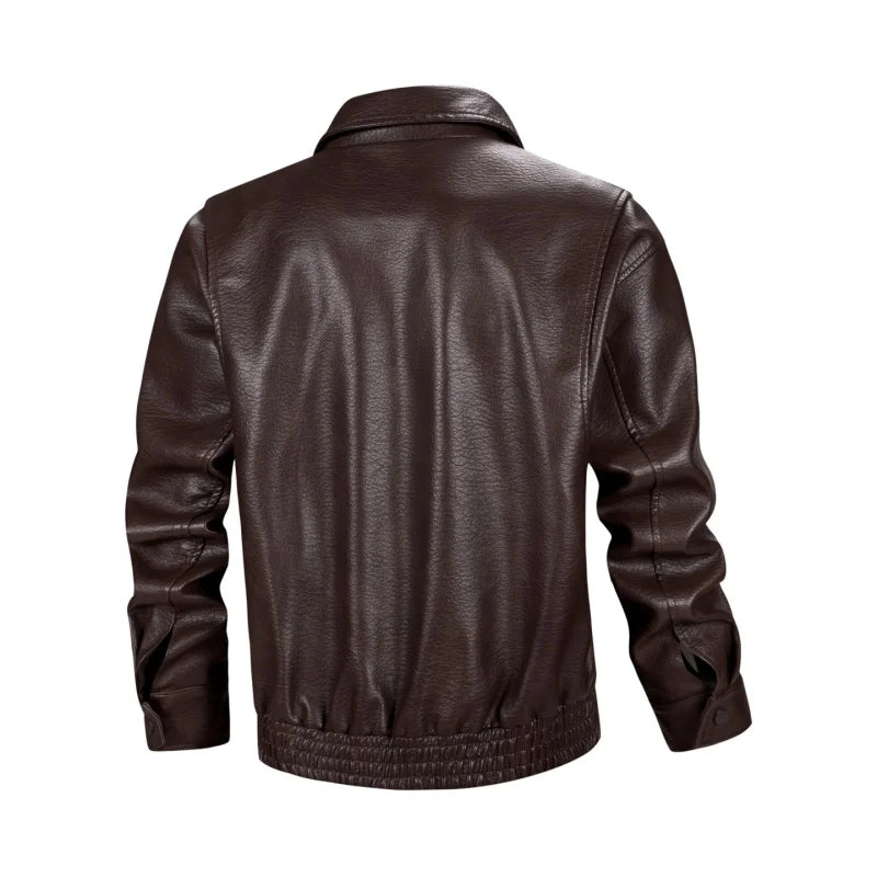 Chaqueta De Cuero Retro para Hombre, chaquetas informales De PU con solapa De alta calidad, Chaqueta Social De Cuero para Hombre, otoño 2025