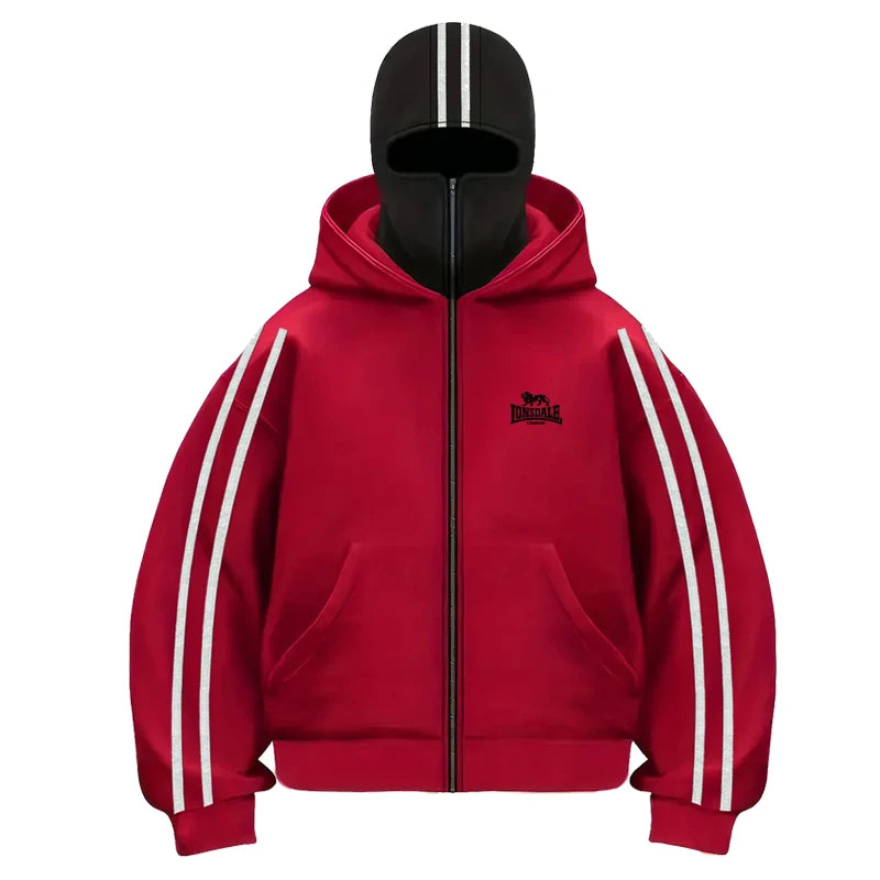 2025 Sudadera con capucha de doble sombrero de manga larga para fitness al aire libre de otoño e invierno para hombre Chaqueta tipo cárdigan holgada, moderna e informal con cremallera