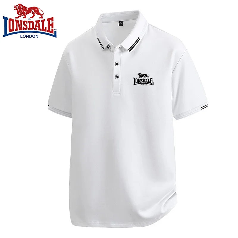 100% algodón LONSDALE novedad de verano POLO para hombre, camiseta informal holgada y transpirable de manga corta con protección solar