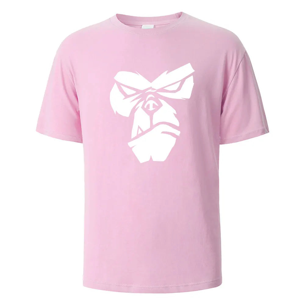 Camiseta con estampado divertido de cara de gorila, camisetas de verano para hombres y mujeres, 100% de algodón con cuello redondo, pantalón corto informal de gran tamaño, ropa de calle de manga, Top básico