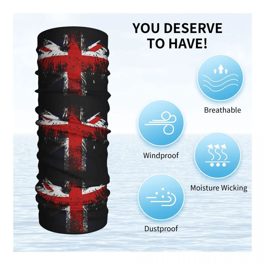 Bandana con bandera británica para hombre y mujer, pasamontañas con estampado de bandera británica, bufanda envolvente multiusos para ciclismo, Unisex, a prueba de viento