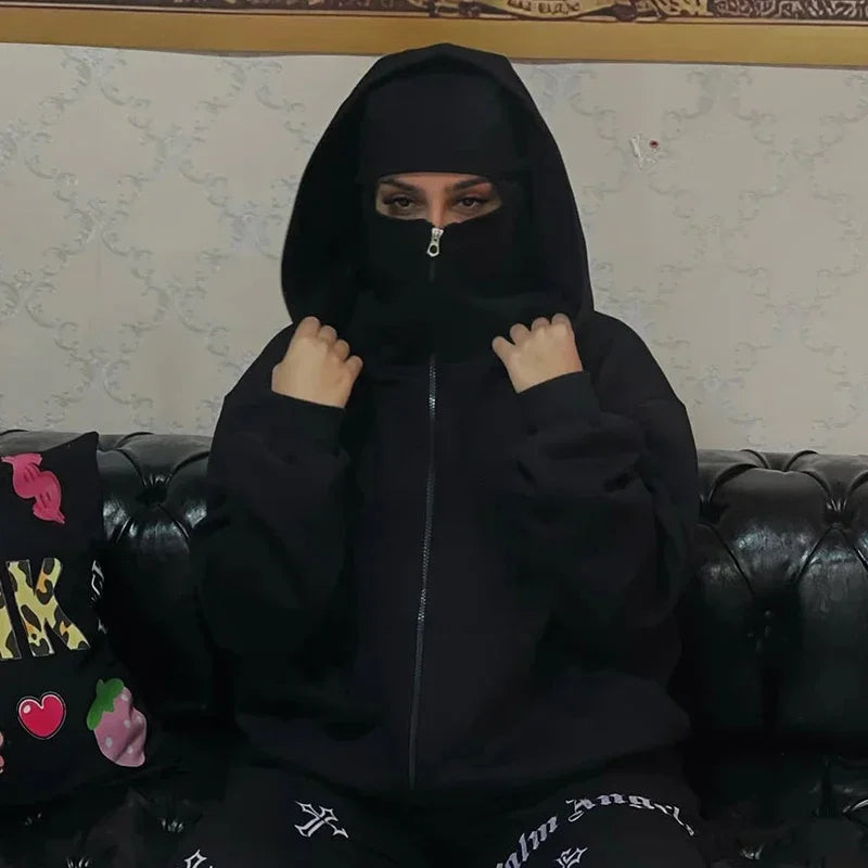 Men and women Balaclava Y2K Gothic modergreen