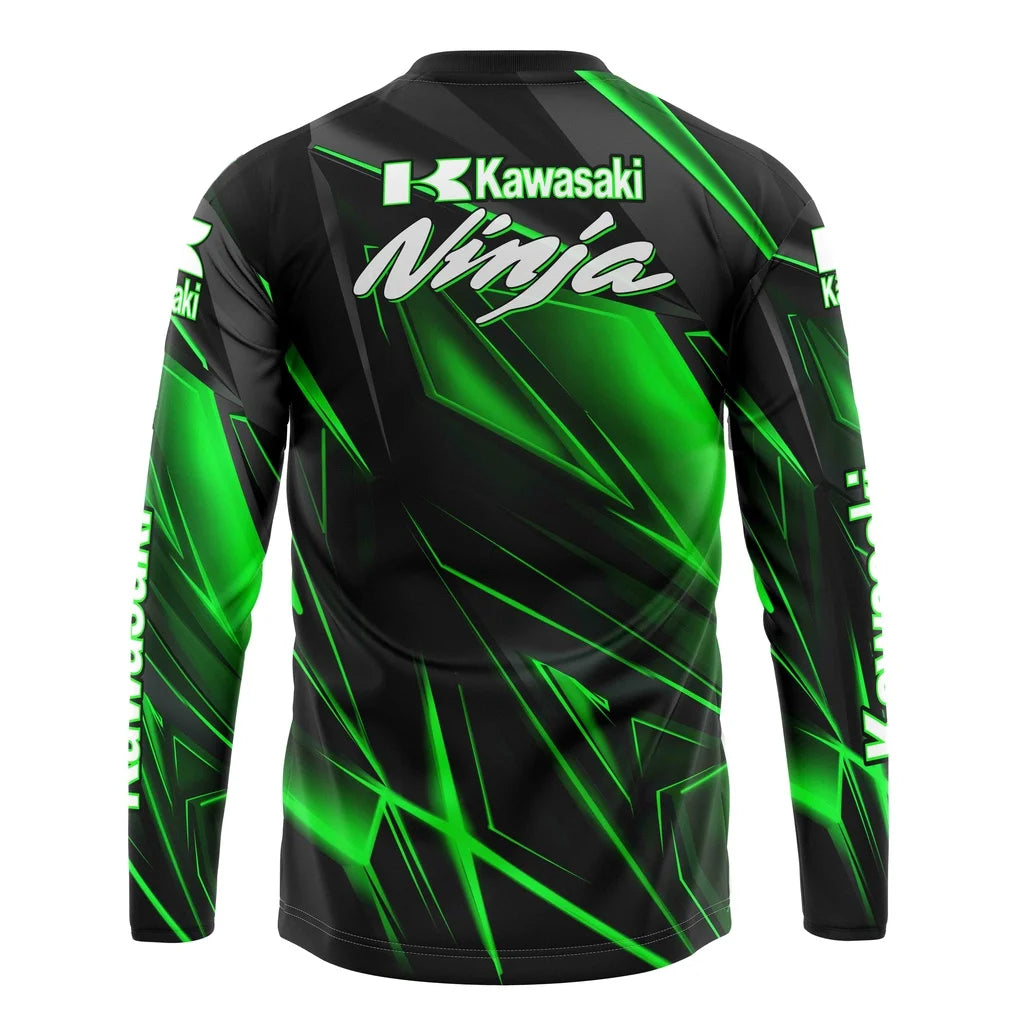 Camiseta de manga larga para hombre y mujer, Logo de motocicleta Kawasaki, estampado gráfico 3D, ropa de protección solar transpirable a la moda, camisetas geniales
