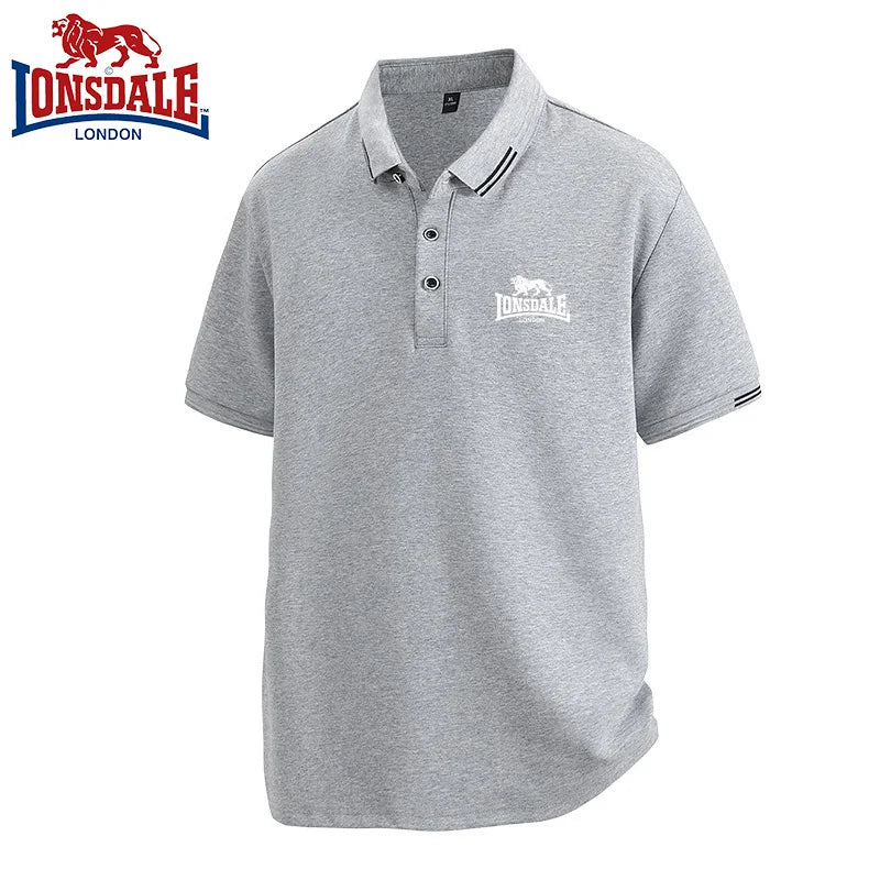 100% algodón LONSDALE novedad de verano POLO para hombre, camiseta informal holgada y transpirable de manga corta con protección solar