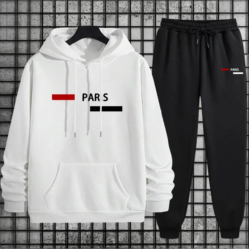 2026 Nuevo en chándal para hombre Sudadera con capucha y pantalones de chándal Moda urbana modergreen