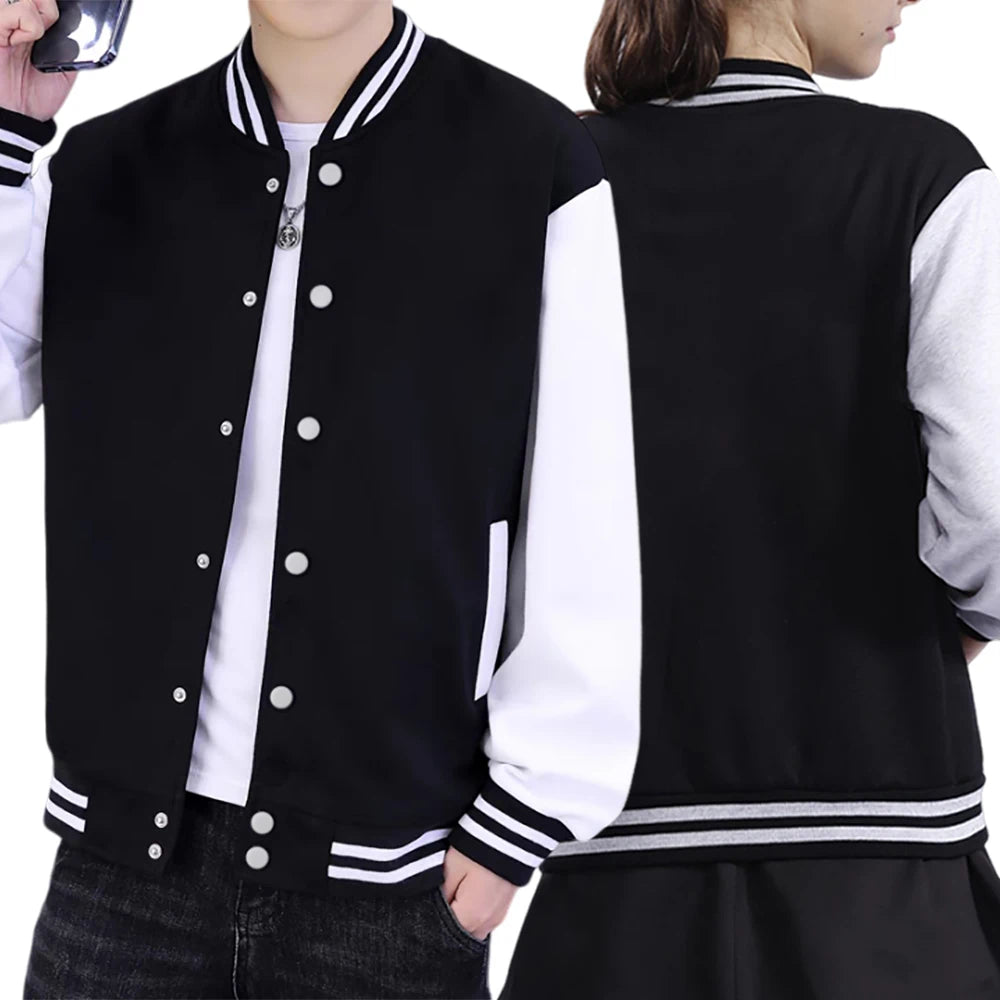 Chaqueta blanca y negra, abrigos 5XL, ropa holgada de gran tamaño, ropa informal de béisbol para hombres y mujeres, abrigo de calle para parejas, chaquetas de lana cálidas