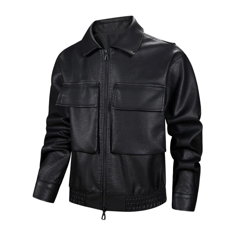 Chaqueta De Cuero Retro para Hombre, chaquetas informales De PU con solapa De alta calidad, Chaqueta Social De Cuero para Hombre, otoño 2025