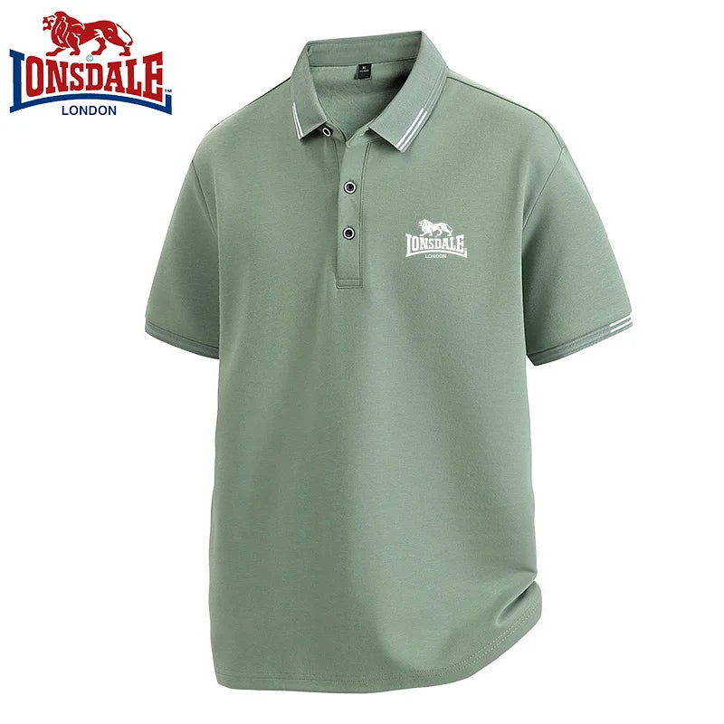 100% algodón LONSDALE novedad de verano POLO para hombre, camiseta informal holgada y transpirable de manga corta con protección solar