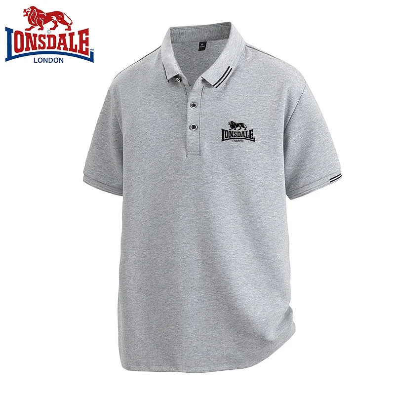 100% algodón LONSDALE novedad de verano POLO para hombre, camiseta informal holgada y transpirable de manga corta con protección solar