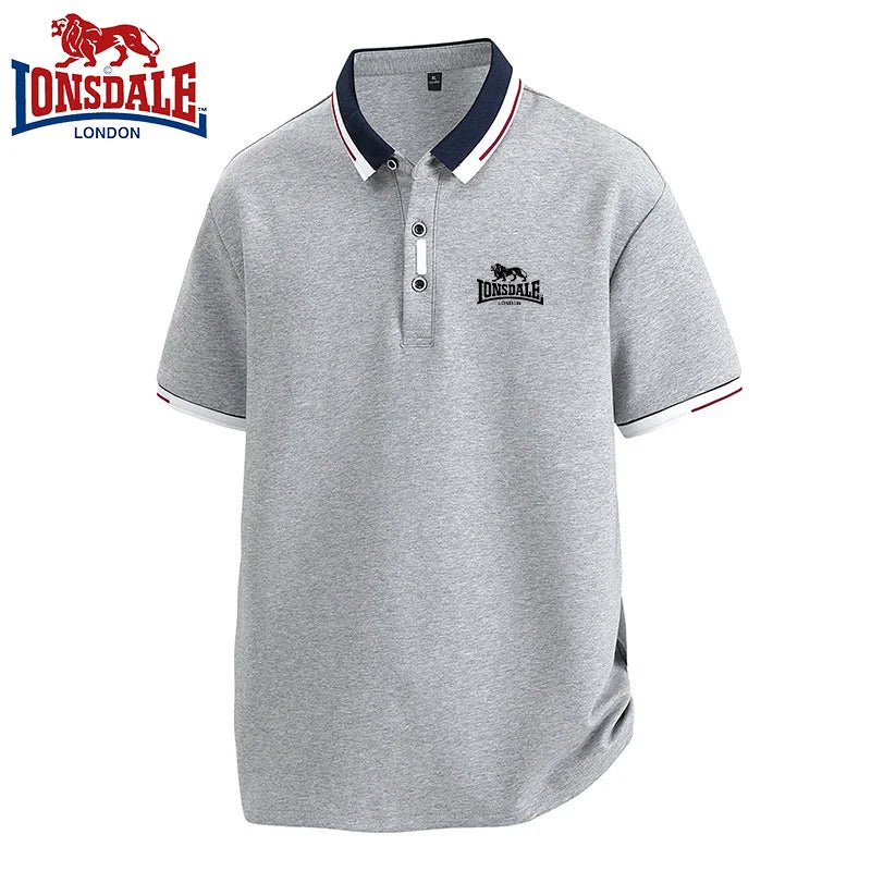 100% algodón LONSDALE novedad de verano POLO para hombre, camiseta informal holgada y transpirable de manga corta con protección solar