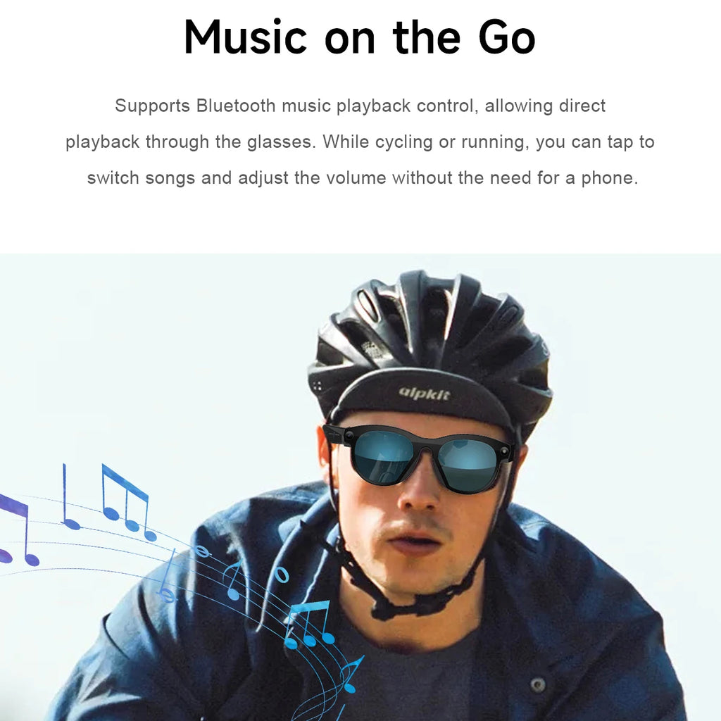 2025 AI gafas inteligentes nueva interacción con cámara foto grabación de vídeo traducción música gafas de sol inteligentes Bluetooth llamada auriculares