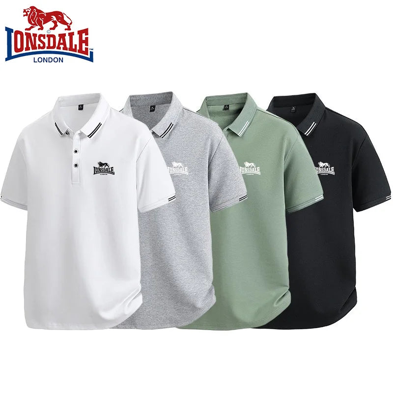 100% algodón LONSDALE novedad de verano POLO para hombre, camiseta informal holgada y transpirable de manga corta con protección solar