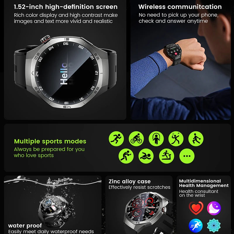 2025New para Android e ios reloj inteligente hombres pantalla AMOLED GPS trayectoria de movimiento ritmo cardíaco llamadas Bluetooth SmartWatch impermeable