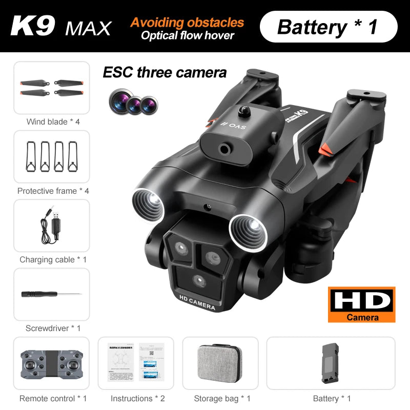 Dron K9 MAX para fotografía aérea, dispositivo con cuatro caras, evitación de obstáculos, cámara Dual HD 4k, control remoto, GPS, K9 MAX Mini, nuevo