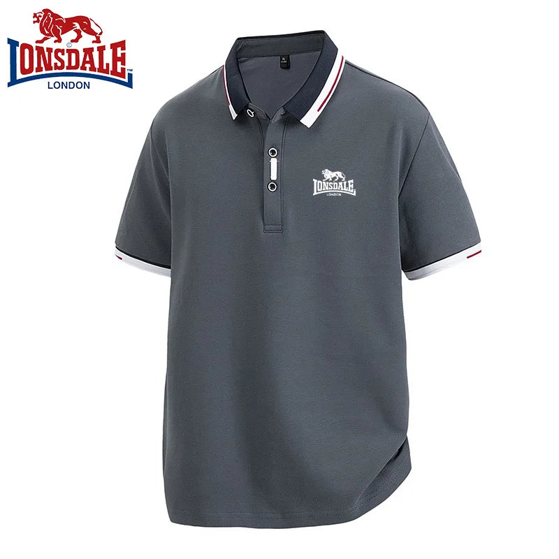 100% algodón LONSDALE novedad de verano POLO para hombre, camiseta informal holgada y transpirable de manga corta con protección solar