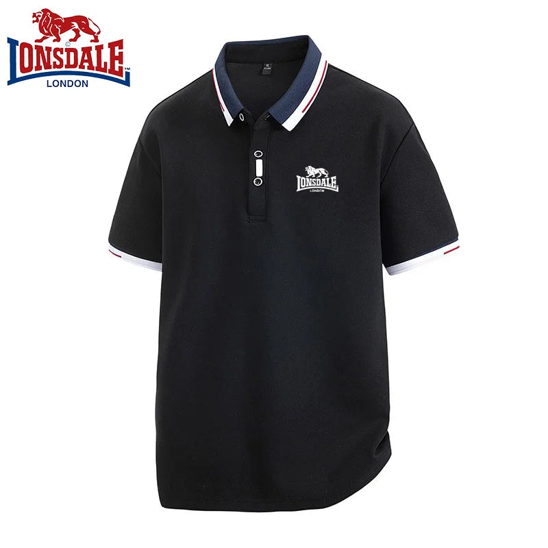 100% algodón LONSDALE novedad de verano POLO para hombre, camiseta informal holgada y transpirable de manga corta con protección solar