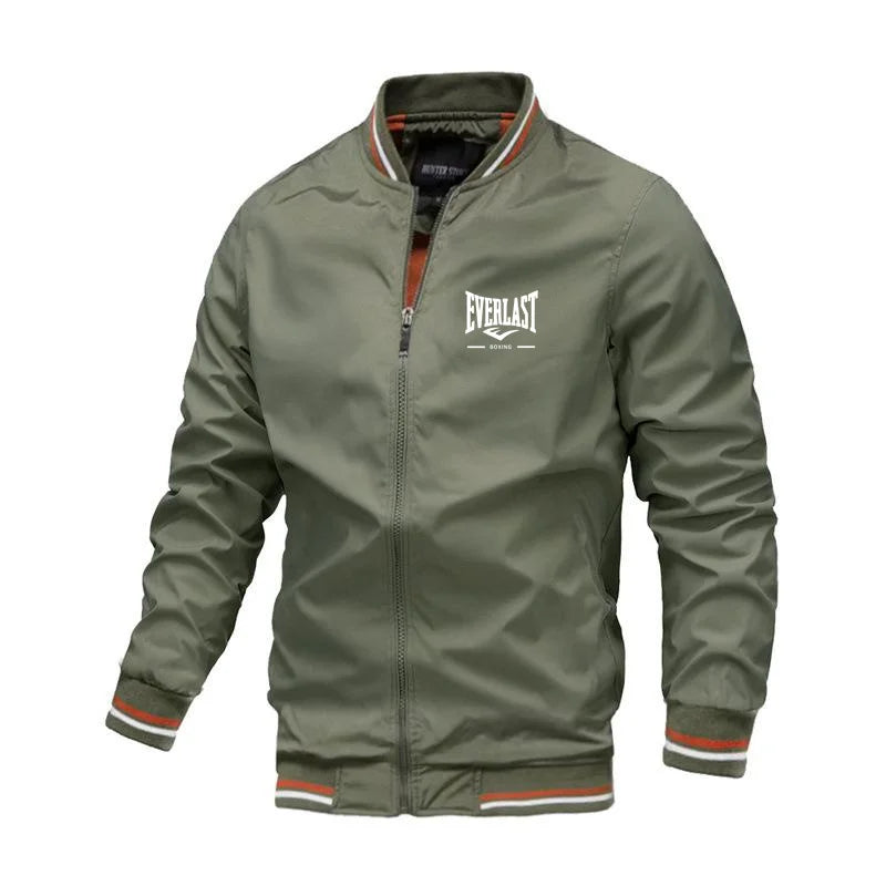 EVERLAST BOXING Chaqueta cortavientos a la moda de alta calidad para hombre, chaqueta informal con cuello levantado para deportes de montañismo