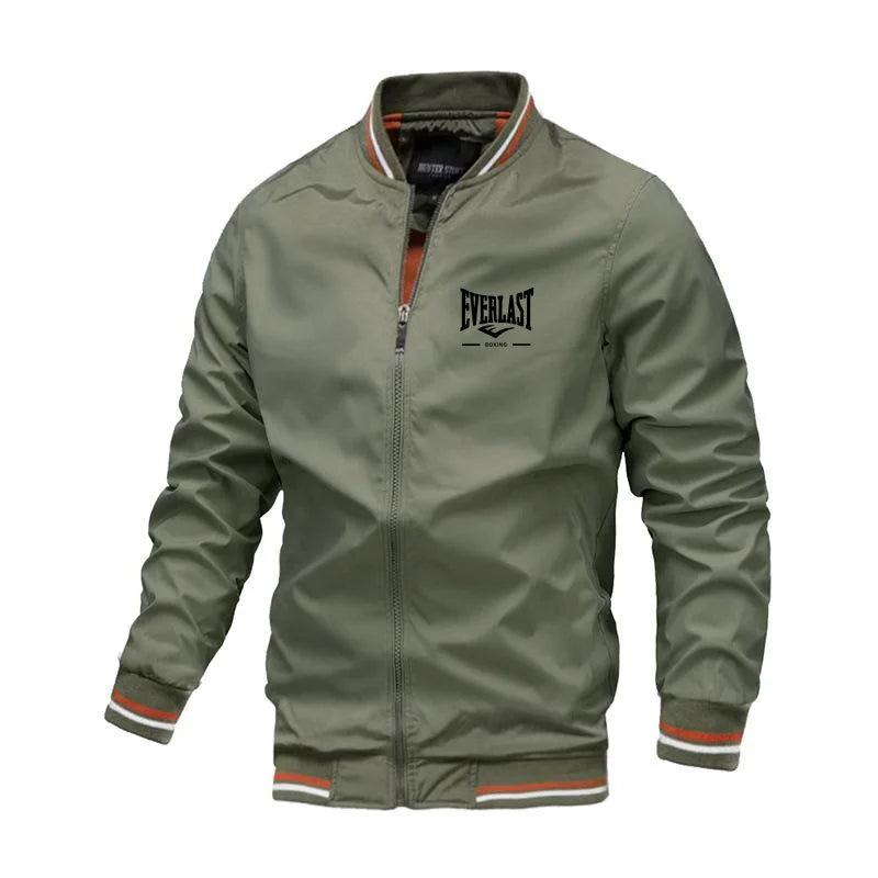 EVERLAST BOXING Chaqueta cortavientos a la moda de alta calidad para hombre, chaqueta informal con cuello levantado para deportes de montañismo