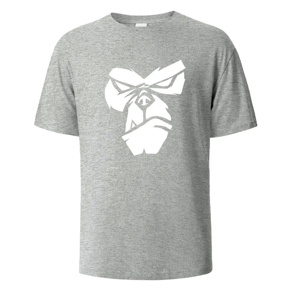 Camiseta con estampado divertido de cara de gorila, camisetas de verano para hombres y mujeres, 100% de algodón con cuello redondo, pantalón corto informal de gran tamaño, ropa de calle de manga, Top básico