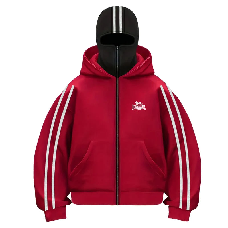 2025 Sudadera con capucha de doble sombrero de manga larga para fitness al aire libre de otoño e invierno para hombre Chaqueta tipo cárdigan holgada, moderna e informal con cremallera