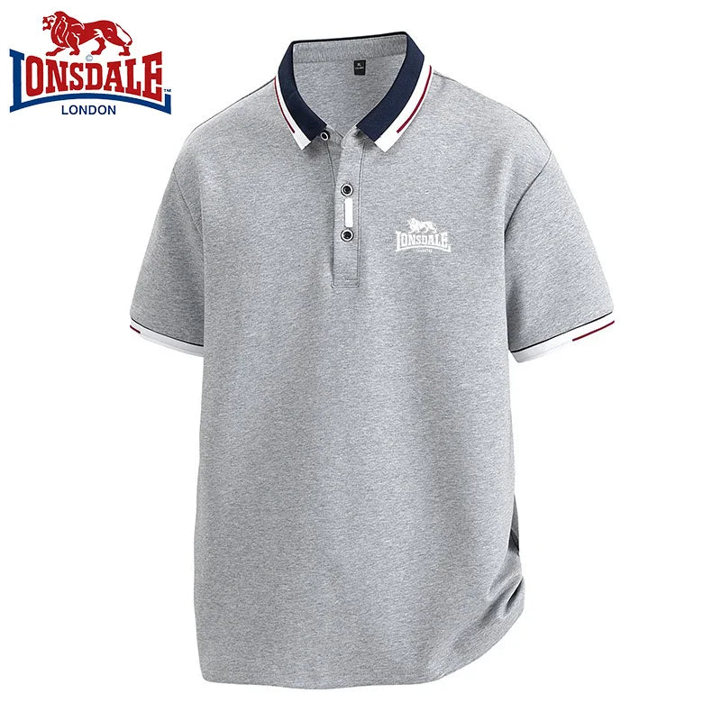 100% algodón LONSDALE novedad de verano POLO para hombre, camiseta informal holgada y transpirable de manga corta con protección solar