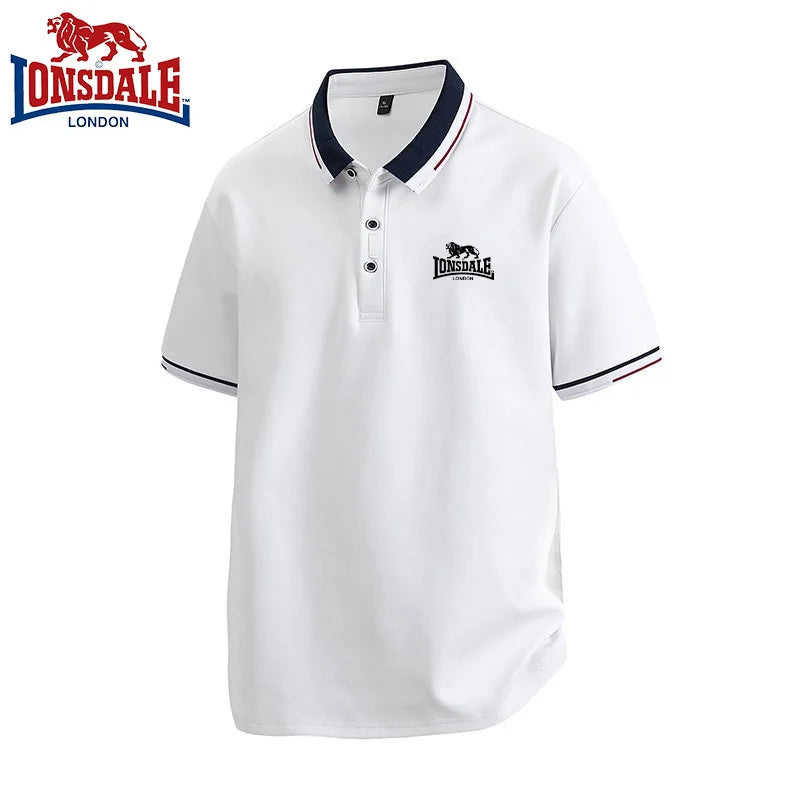 100% algodón LONSDALE novedad de verano POLO para hombre, camiseta informal holgada y transpirable de manga corta con protección solar